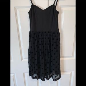 Black Dress with Polkadot Skirt
